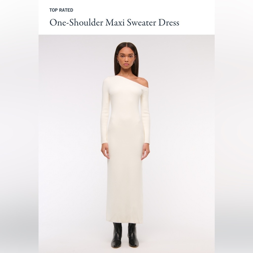 A&F NWT Unworn One-Shoulder Maxi Sweater Dress, L Cream